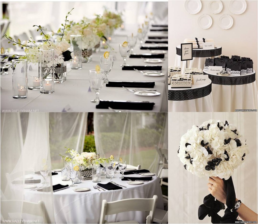 Mesa com decoração preto e branco
